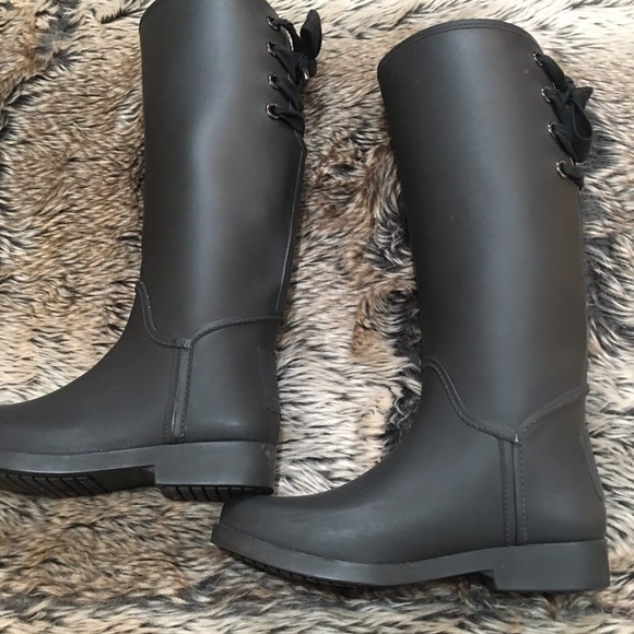 Coach Tristee Matte Black Waterproof Rubber Rain Boots *Size 8*